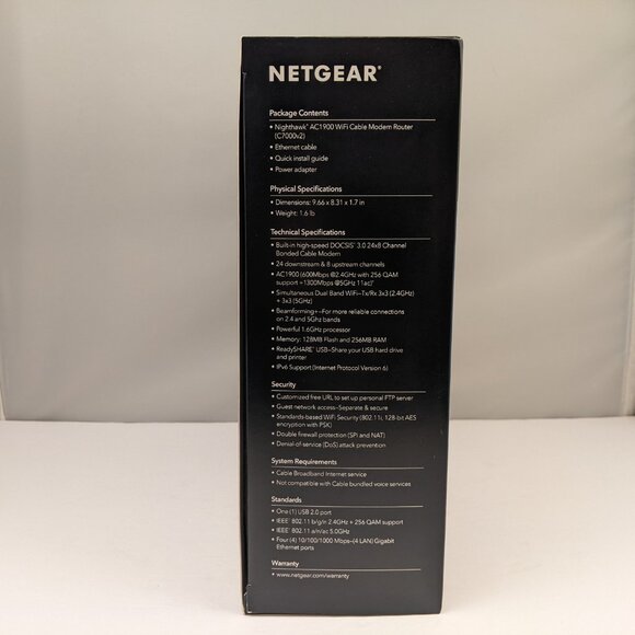 NETGEAR AC1900 Nighthawk DOCSIS 3.0 1.9Gbps Cable Modem + WiFi Router | C7000v2 - Picture 6 of 15